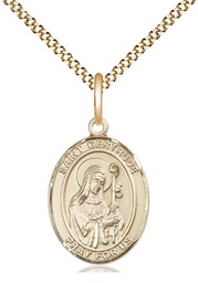 [8219GF/18G] 14kt Gold Filled Saint Gertrude of Nivelles Pendant on a 18 inch Gold Plate Light Curb chain
