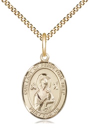 [8222GF/18G] 14kt Gold Filled Our Lady of Perpetual Help Pendant on a 18 inch Gold Plate Light Curb chain