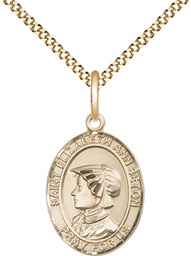 [8224GF/18G] 14kt Gold Filled Saint Elizabeth Ann Seton Pendant on a 18 inch Gold Plate Light Curb chain