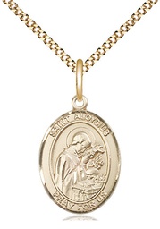 [8225GF/18G] 14kt Gold Filled Saint Aloysius Gonzaga Pendant on a 18 inch Gold Plate Light Curb chain