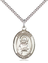 [8226SS/18S] Sterling Silver Saint Lillian Pendant on a 18 inch Light Rhodium Light Curb chain