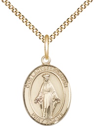 [8229GF/18G] 14kt Gold Filled Our Lady of Lebanon Pendant on a 18 inch Gold Plate Light Curb chain