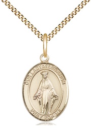 [8229GF/18G] 14kt Gold Filled Our Lady of Lebanon Pendant on a 18 inch Gold Plate Light Curb chain