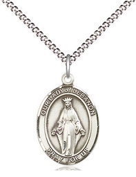 [8229SS/18S] Sterling Silver Our Lady of Lebanon Pendant on a 18 inch Light Rhodium Light Curb chain