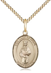 [8230GF/18G] 14kt Gold Filled Our Lady of Hope Pendant on a 18 inch Gold Plate Light Curb chain