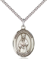 [8230SS/18S] Sterling Silver Our Lady of Hope Pendant on a 18 inch Light Rhodium Light Curb chain