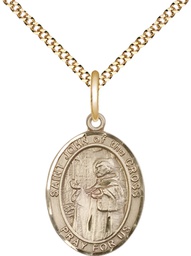[8231GF/18G] 14kt Gold Filled Saint John of the Cross Pendant on a 18 inch Gold Plate Light Curb chain