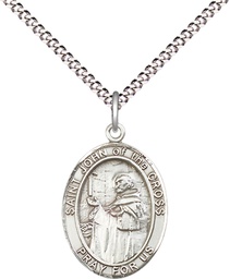 [8231SS/18S] Sterling Silver Saint John of the Cross Pendant on a 18 inch Light Rhodium Light Curb chain