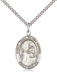 [8231SS/18S] Sterling Silver Saint John of the Cross Pendant on a 18 inch Light Rhodium Light Curb chain