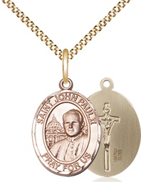 [8234GF/18G] 14kt Gold Filled Saint John Paul II Pendant on a 18 inch Gold Plate Light Curb chain