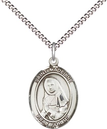 [8236SS/18S] Sterling Silver Saint Madeline Sophie Barat Pendant on a 18 inch Light Rhodium Light Curb chain