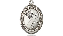 [8237SS] Sterling Silver Footprints Cross Medal