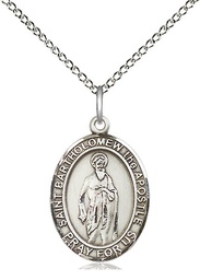 [8238SS/18SS] Sterling Silver Saint Bartholomew the Apostle Pendant on a 18 inch Sterling Silver Light Curb chain