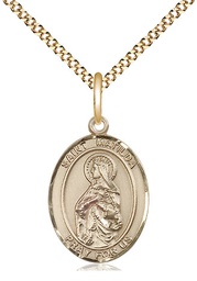 [8239GF/18G] 14kt Gold Filled Saint Matilda Pendant on a 18 inch Gold Plate Light Curb chain