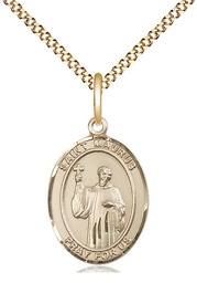 [8241GF/18G] 14kt Gold Filled Saint Maurus Pendant on a 18 inch Gold Plate Light Curb chain