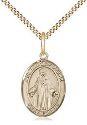 [8245GF/18G] 14kt Gold Filled Our Lady of Peace Pendant on a 18 inch Gold Plate Light Curb chain