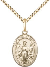 [8246GF/18G] 14kt Gold Filled Our Lady of Knock Pendant on a 18 inch Gold Plate Light Curb chain
