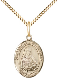 [8247GF/18G] 14kt Gold Filled Our Lady of the Railroad Pendant on a 18 inch Gold Plate Light Curb chain
