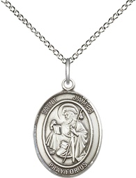 [8050SS/18SS] Sterling Silver Saint James the Greater Pendant on a 18 inch Sterling Silver Light Curb chain