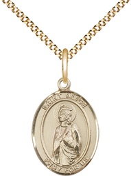 [8248GF/18G] 14kt Gold Filled Saint Alice Pendant on a 18 inch Gold Plate Light Curb chain