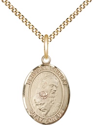 [8249GF/18G] 14kt Gold Filled Blessed Trinity Pendant on a 18 inch Gold Plate Light Curb chain