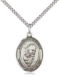 [8249SS/18S] Sterling Silver Blessed Trinity Pendant on a 18 inch Light Rhodium Light Curb chain