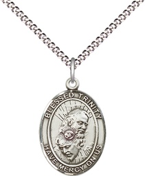 [8249SS/18S] Sterling Silver Blessed Trinity Pendant on a 18 inch Light Rhodium Light Curb chain