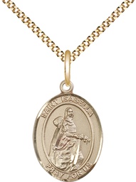 [8250GF/18G] 14kt Gold Filled Saint Isabella of Portugal Pendant on a 18 inch Gold Plate Light Curb chain