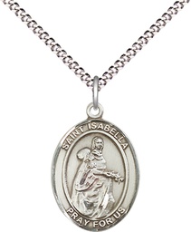 [8250SS/18S] Sterling Silver Saint Isabella of Portugal Pendant on a 18 inch Light Rhodium Light Curb chain