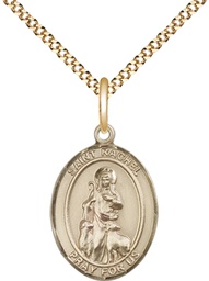 [8251GF/18G] 14kt Gold Filled Saint Rachel Pendant on a 18 inch Gold Plate Light Curb chain