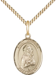 [8253GF/18G] 14kt Gold Filled Saint Victoria Pendant on a 18 inch Gold Plate Light Curb chain