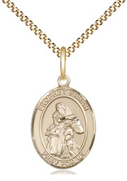 [8258GF/18G] 14kt Gold Filled Saint Isaiah Pendant on a 18 inch Gold Plate Light Curb chain
