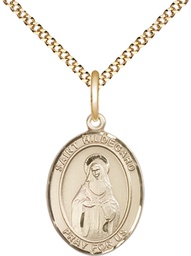 [8260GF/18G] 14kt Gold Filled Saint Hildegard von Bingen Pendant on a 18 inch Gold Plate Light Curb chain