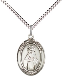 [8260SS/18S] Sterling Silver Saint Hildegard von Bingen Pendant on a 18 inch Light Rhodium Light Curb chain