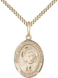 [8262GF/18G] 14kt Gold Filled Saint John Baptist de la Salle Pendant on a 18 inch Gold Plate Light Curb chain