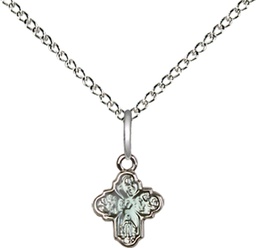 [0207SS/18SS] Sterling Silver 4-Way Pendant on a 18 inch Sterling Silver Light Curb chain