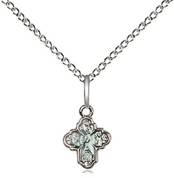 [0207SS/18SS] Sterling Silver 4-Way Pendant on a 18 inch Sterling Silver Light Curb chain
