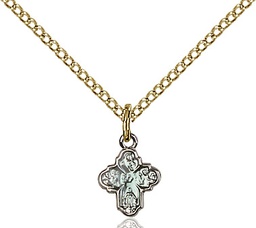 [0207SSG/18GF] Gold Plate Sterling Silver 4-Way Pendant on a 18 inch Gold Filled Light Curb chain