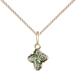 Gold Plate Sterling Silver 4-Way Pendant on a 18 inch Gold Filled Light Curb chain