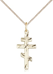 [0250GF/18GF] 14kt Gold Filled Saint Andrew Cross Pendant on a 18 inch Gold Filled Light Curb chain