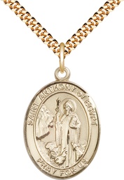 [7317GF/24G] 14kt Gold Filled Saint Anthony of Egypt Pendant on a 24 inch Gold Plate Heavy Curb chain