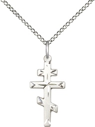 [0250SS/18SS] Sterling Silver Saint Andrew Cross Pendant on a 18 inch Sterling Silver Light Curb chain