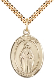 [7319GF/24G] 14kt Gold Filled Saint Odilia Pendant on a 24 inch Gold Plate Heavy Curb chain