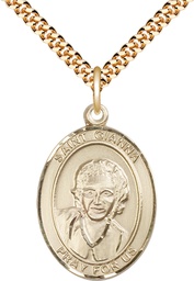 [7322GF/24G] 14kt Gold Filled Saint Gianna Pendant on a 24 inch Gold Plate Heavy Curb chain