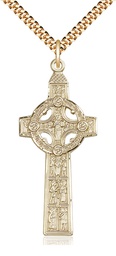 [0255GF/24G] 14kt Gold Filled Scriptures Cross Pendant on a 24 inch Gold Plate Heavy Curb chain