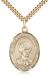 [7330GF/24G] 14kt Gold Filled Saint Louis Marie de Montfort Pendant on a 24 inch Gold Plate Heavy Curb chain