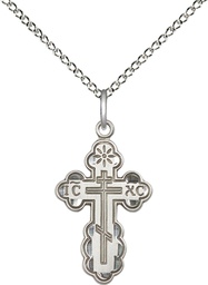 [0256SS/18SS] Sterling Silver Saint Olga Cross Pendant on a 18 inch Sterling Silver Light Curb chain