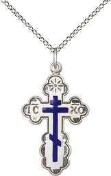 [0257ESS/18SS] Sterling Silver Saint Olga Cross Pendant on a 18 inch Sterling Silver Light Curb chain