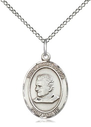 [8055SS/18SS] Sterling Silver Saint John Bosco Pendant on a 18 inch Sterling Silver Light Curb chain