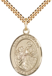 [7339GF/24G] 14kt Gold Filled Saint Nimatullah Pendant on a 24 inch Gold Plate Heavy Curb chain